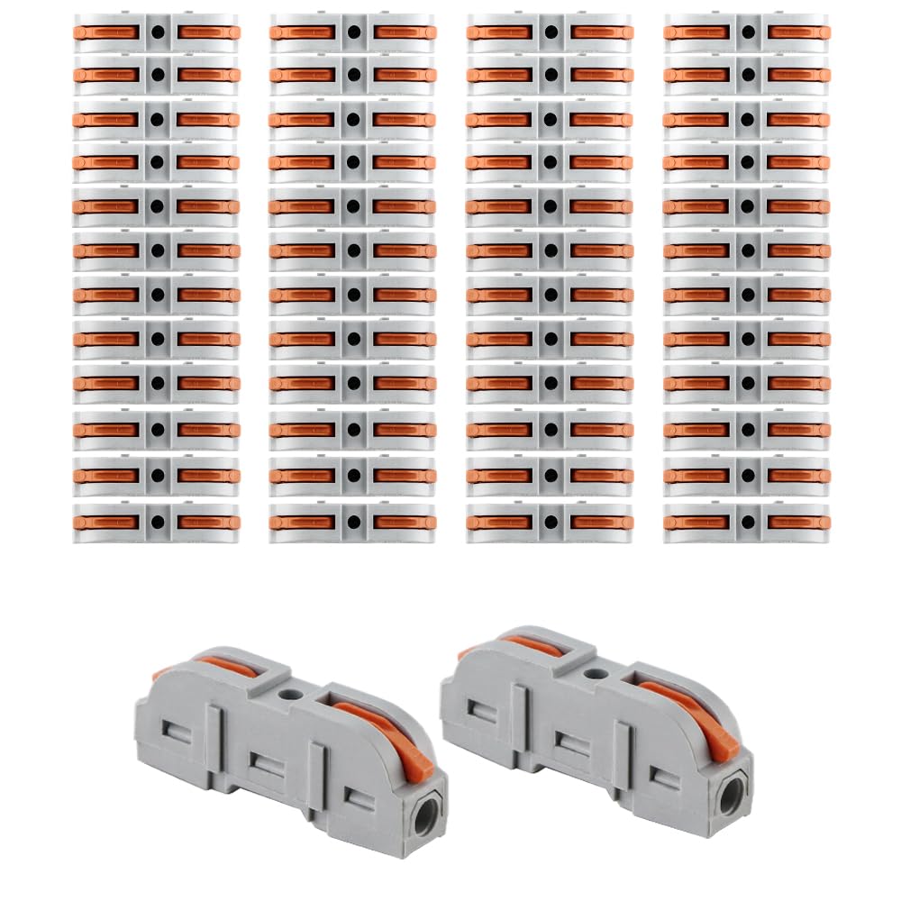 Electrical Wire Connectors, 50pcs Reusable Wire Cable Connectors Terminal Wire Blocks with Operating Lever, Compact Inline Lever Connector
