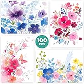 100 Pack Blank Cards and Envelopes, 3.5 x 5 Inch Watercolor Flowers Blank Greeting Cards, Note Cards Blank Inside, Blank Cards for All Occasions Bulk