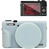 Frevyve Case for Canon G7X Mark III Camera, Soft Silicone Protective Case, Slim Fit Sleeve with Removable Lens Cover and Screen Protector Accessories, Lightweight, Anti-Scratch (Jelly Green)
