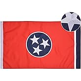 VICDRIA Tennessee State Flag 5x8 Ft, Deluxe Embroidered Premium Polyester Durable TN Outside Flags, Indoor/Outdoor with Sewn Stripes and Brass Grommets