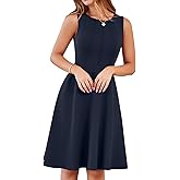YATHON Fit and Flare Cocktail Dress A-Line Pleated Knee Length Stretchy Semi Formal Dresses for Women with Pockets