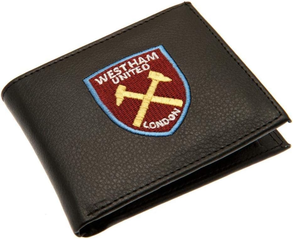 West Ham United F.C. Embroidered Leather Wallet 7000, Multicoloured, Approx 11cm x 9cm