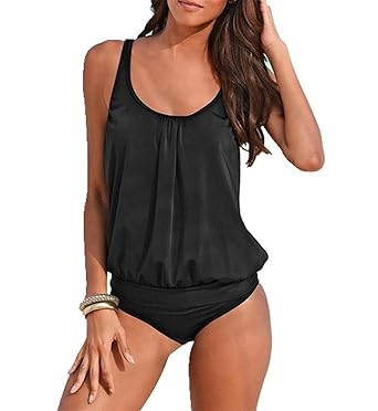 YOUYIYI Damen Bikini-Sets Elegant Farbdruck Top + Slip Tankinis Oversize Blume Push up Bademode Große Größen Badeanzug Slip S