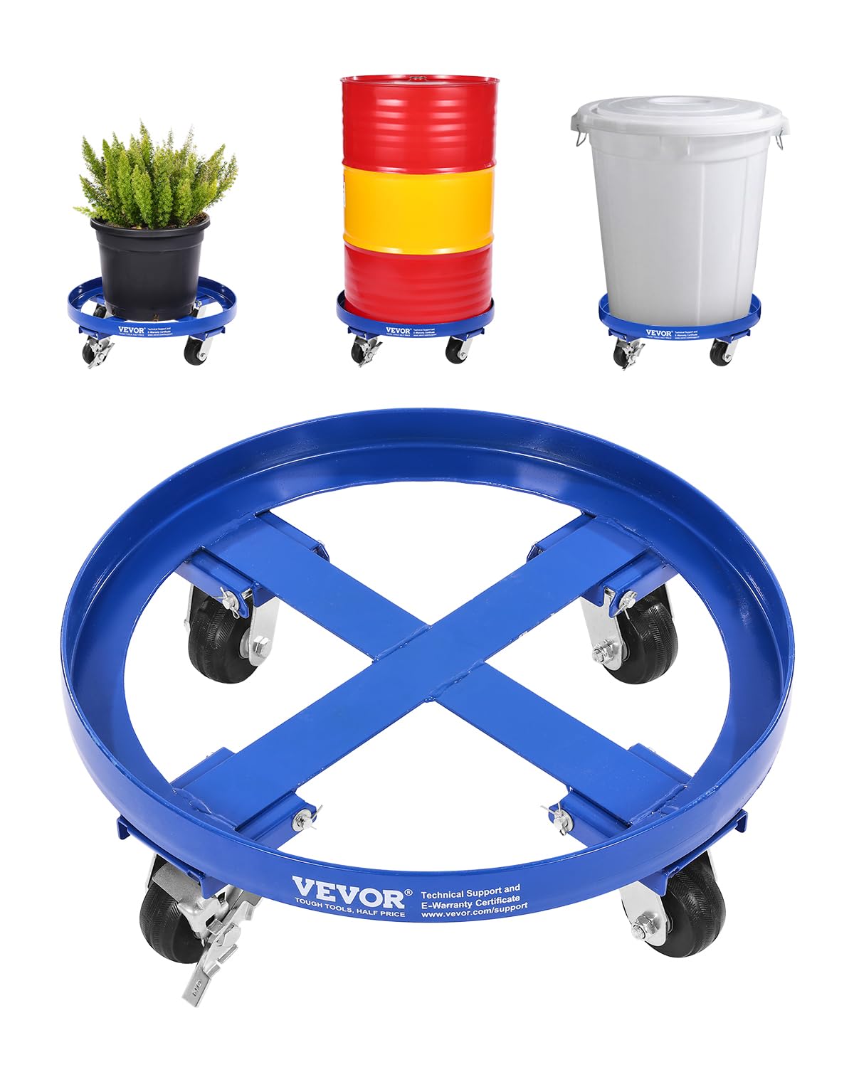 VEVOR 55 Gallon Drum Dolly, 2000 lbs Load Capacity, Heavy-Duty Barrel ...