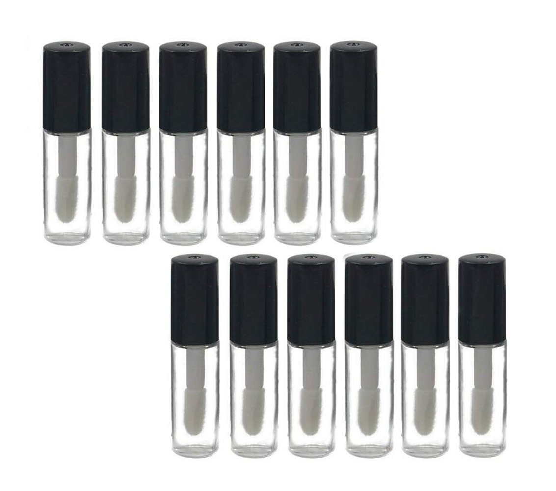 Ericotry 12Pcs 1.2ML Mini Empty Refillable Clear Plastic Lip Gloss Balm Tube Travel Bottle DIY Lipstick Sample Container Vials