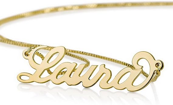 Amazon Com 14k Gold Personalized Name Necklace Custom Made Any Name Clothing