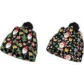 Uppodwarkid 2 Packs Kids Winter Beanie Warm Soft Pompom Knit Hat for Girl Boy