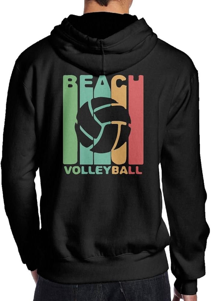 Vintage Beach Volleyball Men's Hoodie Sweatshirt Back Print at Amazon