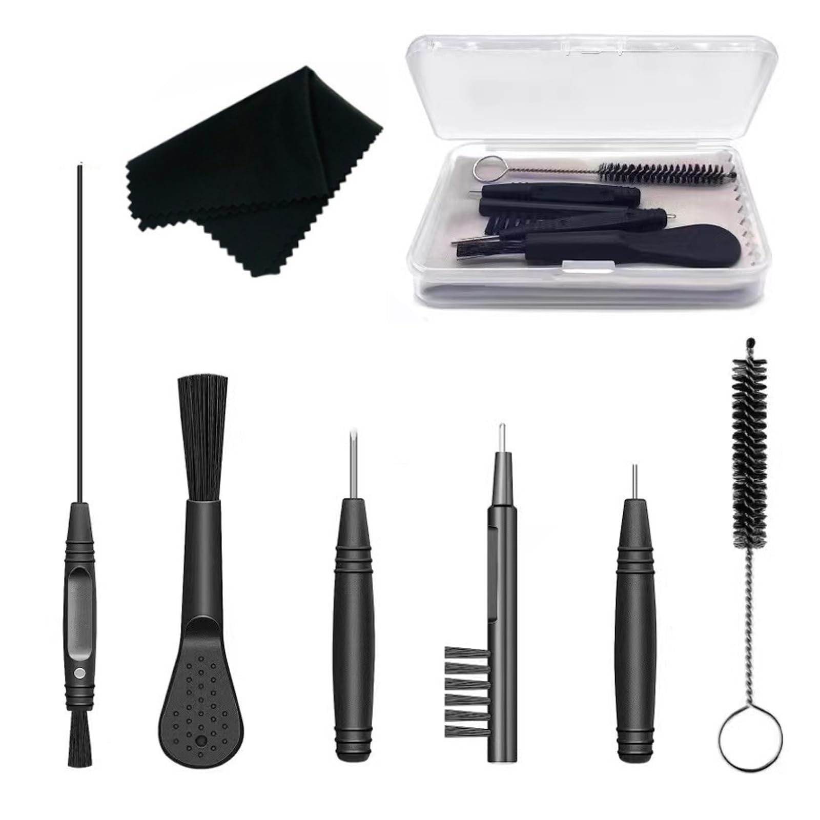 Yitaocity 8in1 Hearing Aid Cleaning Kits, Hearing aid Cleaning Tools, Aid Cleaning Brush Vent Cleaner, Hearing Aid Amplifier Cleaner Kit with Case and Cloth, Mixed Clour
