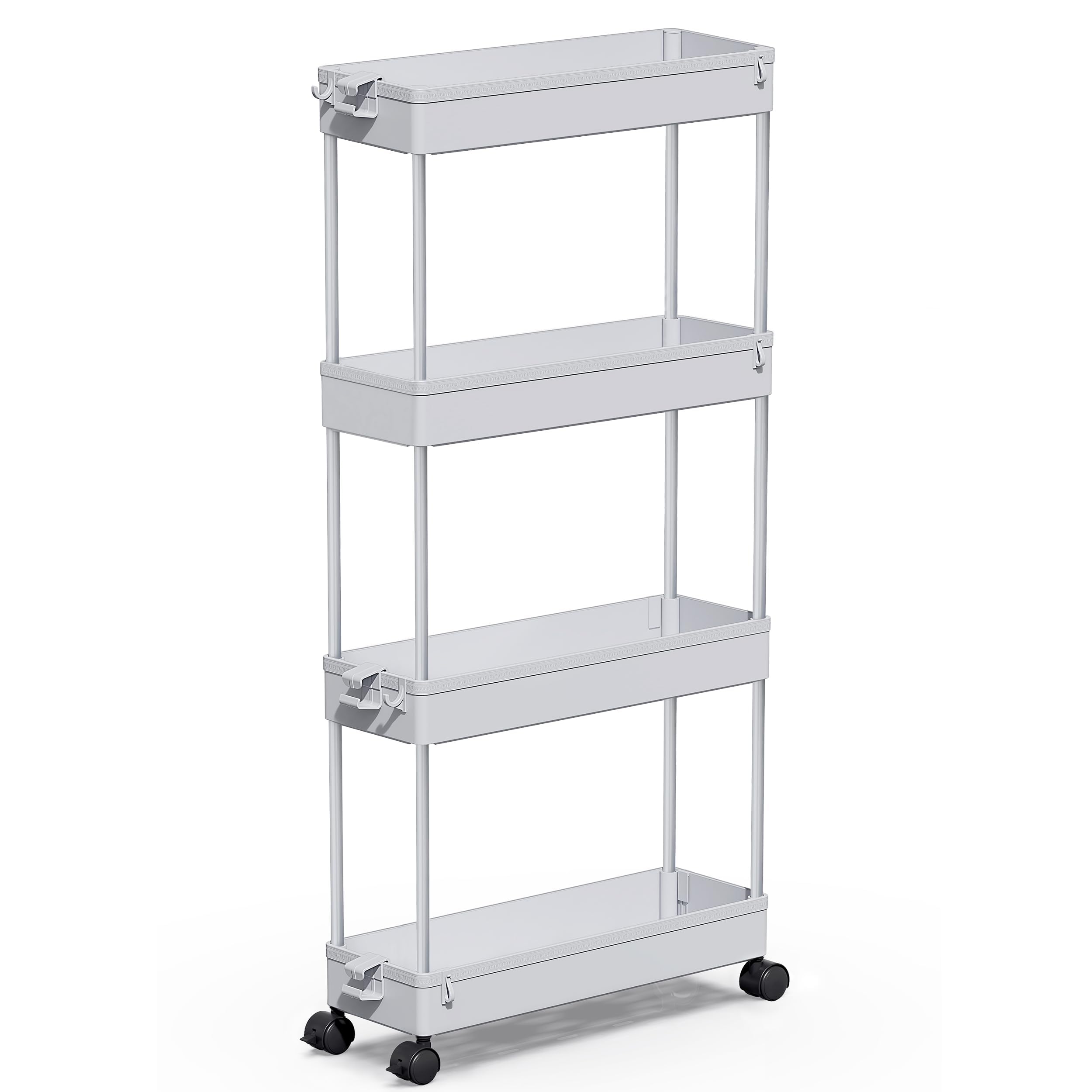 SPACEKEEPER Slim Rolling Storage Cart 4 Tier Bathroom Organizer Mobile ...