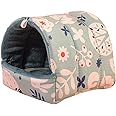 Guinea Pig House Bed Cozy Hamster Cave Hideout for Dwarf Rabbits Hedgehog Chinchilla Hamster Bearded Dragon and Other Small Animals Winter Nest Hamster Cage Accessories Cyan M