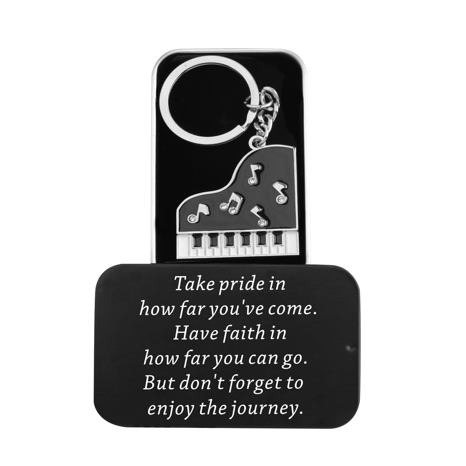 ENSIANTH Music Piano Keychain Gifts Piano Lovers Gifts for Piano Players Teachers Student Graduation Gift Pianist Gift Piano Key Ring (Piano ky-box)