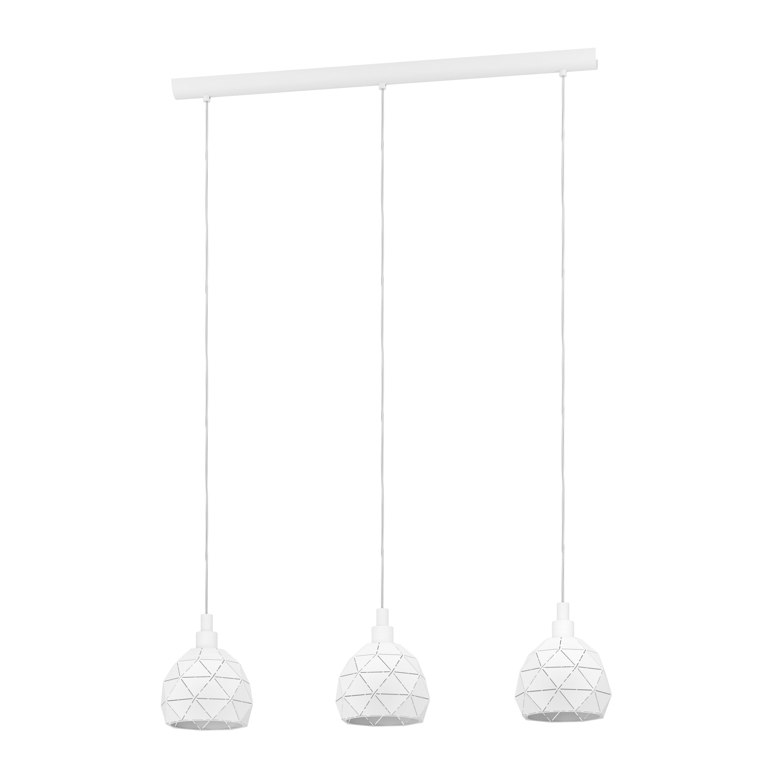 Eglo Pendant Lamp Roccaforte, 3-Light Suspension, Hanging lamp Made of Steel, Colour: White, Socket: E14