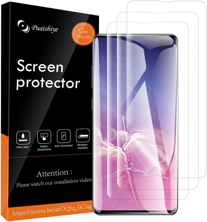 Samsung Galaxy S10 TPU Screen Protector,3 Pack TPU Screen Protector 2 Pack Tempered Glass Camera Lens,Compatible with Galaxy S10,Curved Coverage,Bubble Free,Anti-Scratch Flexible Clear TPU Film by SYF