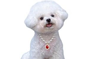 Kepudengen Dog Necklace for Breed｜Luxury Dog Necklace,Adjustable Puppy Necklace for Wedding Photo Session,Elegant Dog Pearl,Adjustable Accessory for Puppy (S (8''-10''))