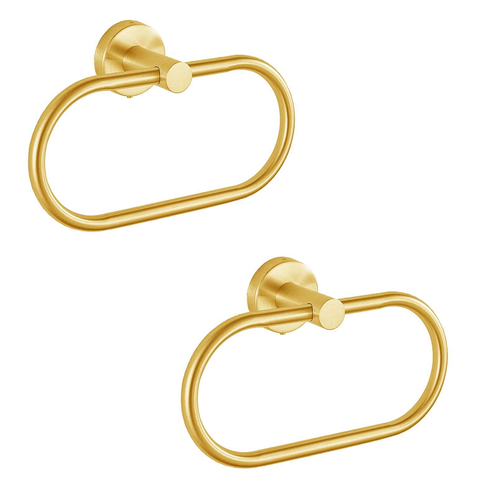 Eolax Towel Ring for Bathroom, Towel Bar Hangers Wall Mount, Stainless Steel Hand Towel Holder, Modern Round Towel Hanger, Gold 2 Pack