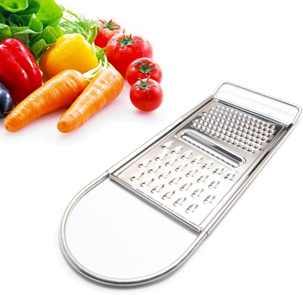 HandHeld Mandoline Slicer - 3 Way Type in 1- Vegetable and Fruits Cutter Julienne Slicer Stainless Steel Flat and lightweight.