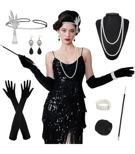 Party City Roaring 20s Flapper Girl Halloween Costume for Women,  Black/Gold, Medium, Includes Dress and Headband : Amazon.ca: Clothing,  Shoes & Accessories
