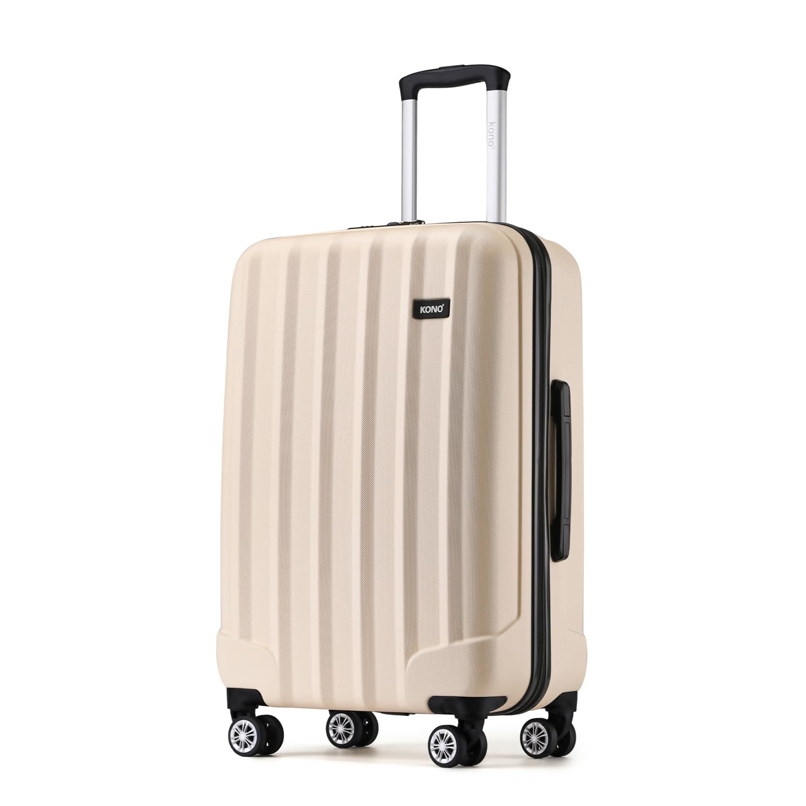 Kono 24 Inch Hard Shell Luggage Lightweight ABS+PC Suitcase with 4 Spinner Wheels Business Trip Trolley Case Suitcase (Beige)