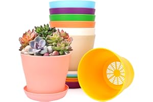Bluckincle 4.7 Inch Plant Pots Indoor Outdoor, 8 Pack Colorful Plant Flower Pots with Drainage Holes and Saucers Plastic Planters Nursery Pots for Garden Plants Flowers Succulents