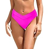 Zmart Women V Cut Cheeky Bikini Bottom - High Cut Bathing Suit Bottom Mid Rise Swim Bottoms Swimsuit