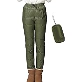 Flygo Women's Packable Winter Warm Snow Pants Utility Compression Down Pant Trousers(ArmyGreen-S)