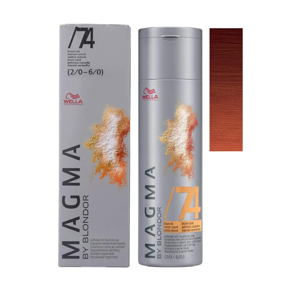 Wella Magma By Blondor Pigmented Lightener Hair Colour, No. 74 Brown-Red, 0.12 kg