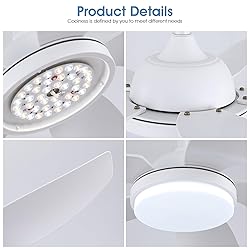 Kviflon 46 Inch Ceiling Fans with Lights and