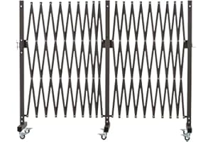 GYMTIME Industrial Expandable Metal Barricade, Safety Barrier with Casters, Flexible Mobile Folding Gate, Adjustable Traffic Fence for Warehouse, Shopping mall, Garden, Brown, 18 Feet, 47 inch High