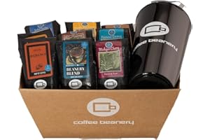 COFFEE BEANERY Specialty Decaf Coffee Gift Basket with Mug, Gourmet Coffee Gift, 9 one pot samples of coffee