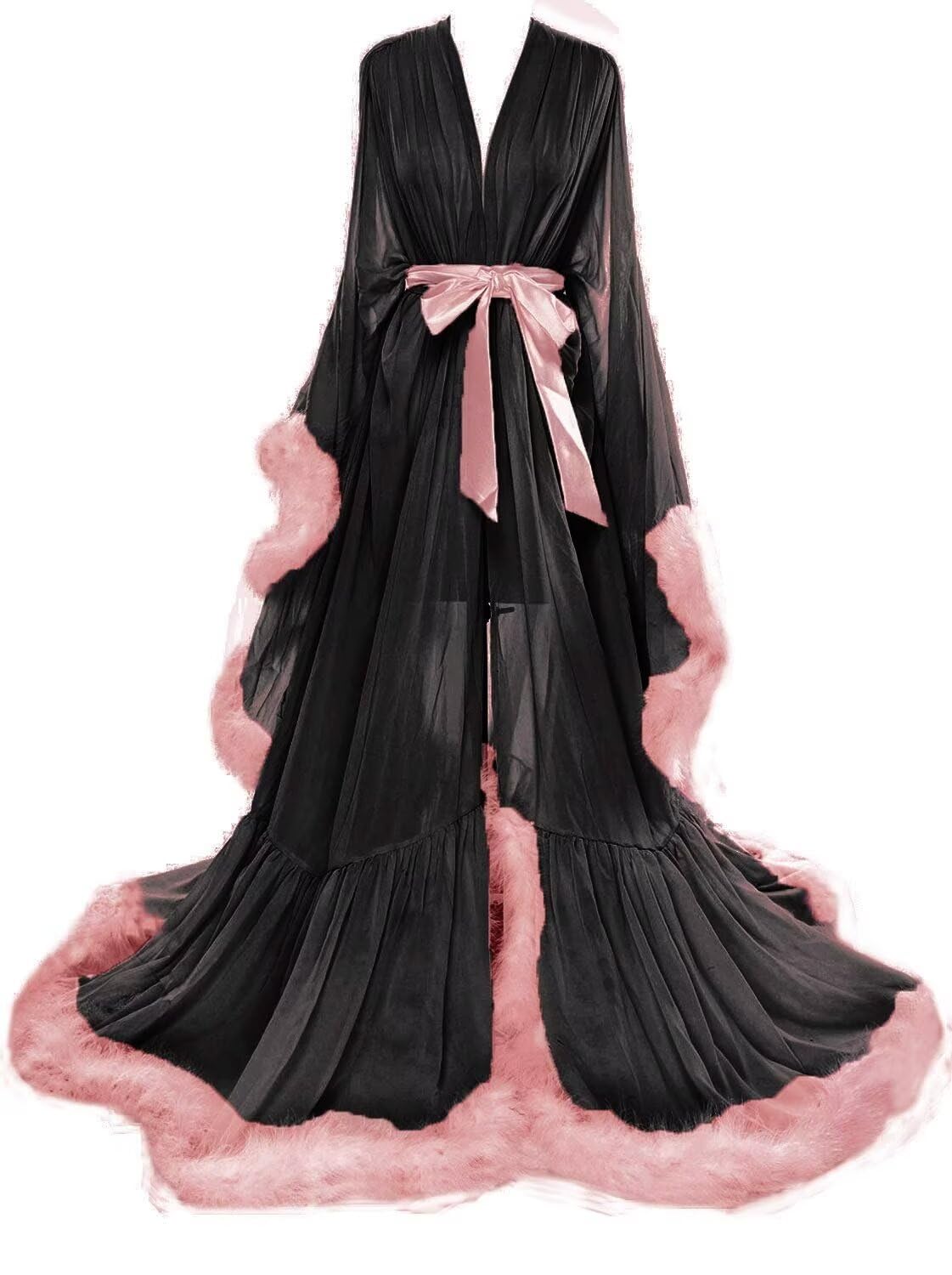 Feather Bridal Robe Fur Robes Long Sheer Maternity