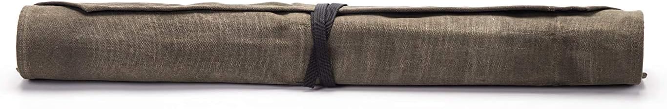 Khaki Chef’s Knife Roll Case, Waxed Canvas Cutlery Knives Holders Protectors, Home Kitchen Cooking Tools and Utensils Wrap Bag Wallet, Multi-Purpose Brush Roll Bag, Travel Tool Roll Pouch (Khaki): Home & Kitchen