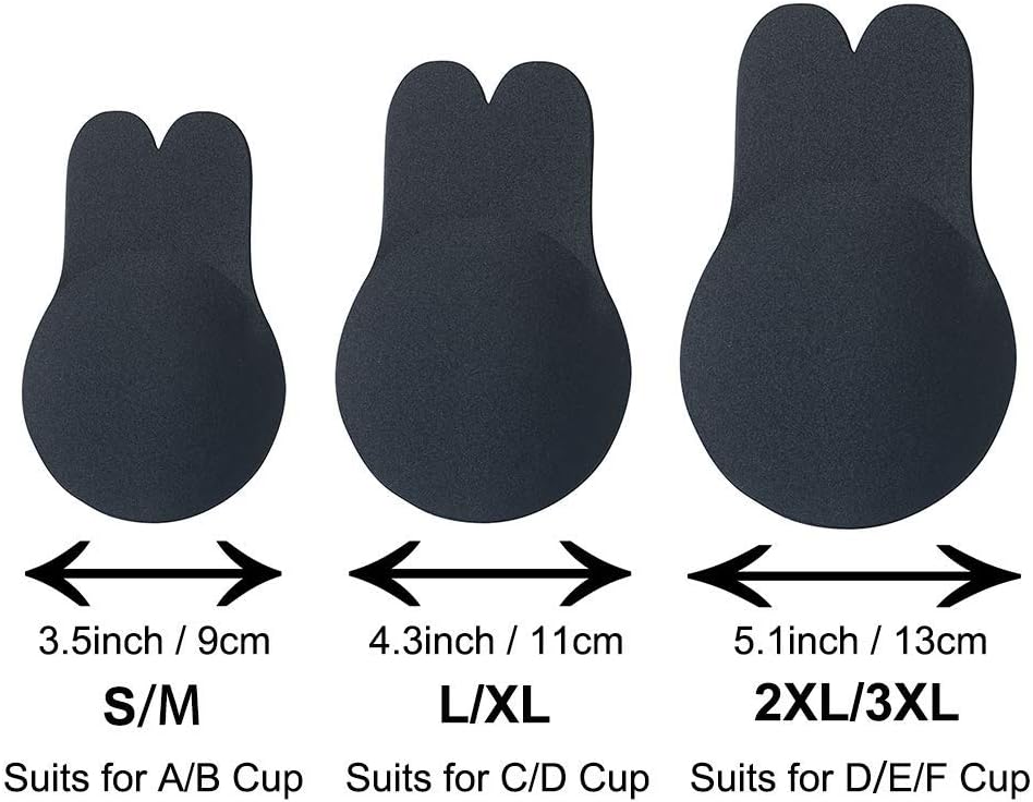 HonfitatEgBert 3 Pairs Silicone Pasties Breast Lift - Womens Cover Bra Invisible Adhesive Bra, Reusable Lifting Bra Cups Breathable Nipple Cover For Girls Ladies -black/13cm