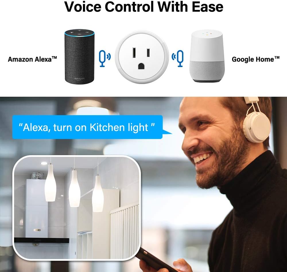 Smart Plugs That Work with Alexa Echo Google Home for Voice Control, Aoycocr Smart Home Mini WiFi Outlet with Timer Remote Control Function, No Hub Required, ETL FCC Listed 4 Pack, 2.4GHz Network - - 