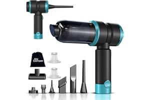 SIX CRAFTSMEN Handheld Car Vacuum with 15000PA Power, 4 in 1 Small Powerful Cordless Vacuum Cleaner & Air Duster with 2000mAh Battery, Rechargeable Portable Mini Hand Held Vacuum for Car, Home,Office,Pet Hair（Blue）