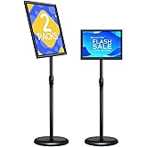 aanfency 2Packs Sign Holder Stand Adjustable Floor Standing, Heavy-Duty Base Aluminum Alloy Frame for Vertical Horizontal Display (11 x 17 Black)