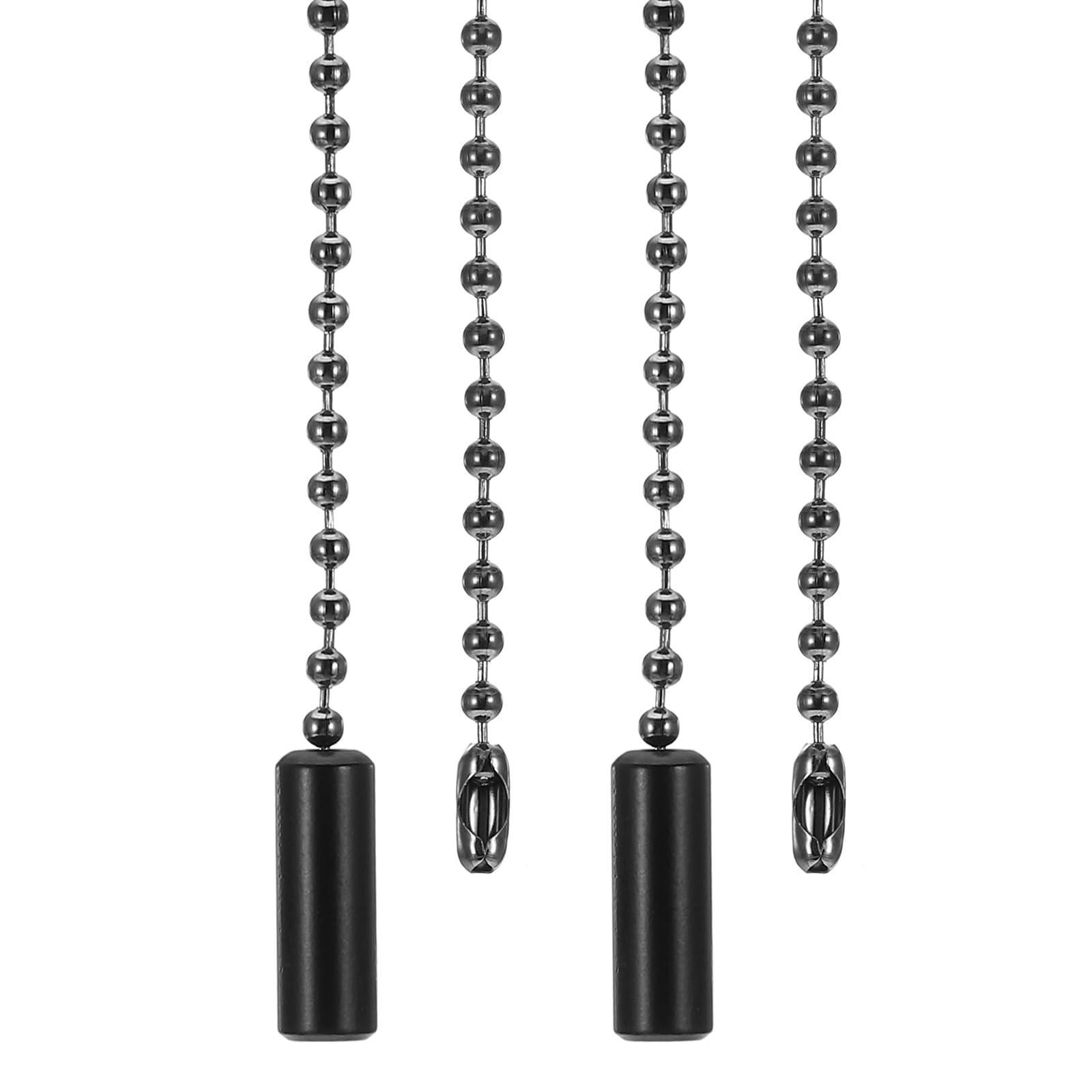 PATIKIL 1M 3.3ft Ceiling Fan Pull Chain, 2 Pcs Beaded Pulls Cord Extender Cylinder Pendant for Fan Light Chandelier Table Lamp Pulling Switch, Black