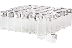 CADBIBE 10ml Glass Vials with Screw Caps and Plastic Stoppers, Small Clear Liquid Sample Vial, Leak-Proof Vial, 50PCS