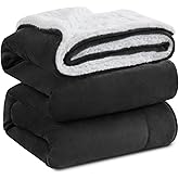 KAWAHOME Sherpa Fleece Queen Size Blanket for Bed - Extra Warm and Heavy Thick Blankets for Winter, Super Soft 500GSM Plush Blanket, 90"X 90" Dark Grey