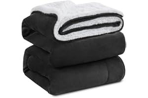KAWAHOME Sherpa Fleece Queen Size Blanket for Bed - Extra Warm and Heavy Thick Blankets for Winter, Super Soft 500GSM Plush Blanket, 90"X 90" Dark Grey