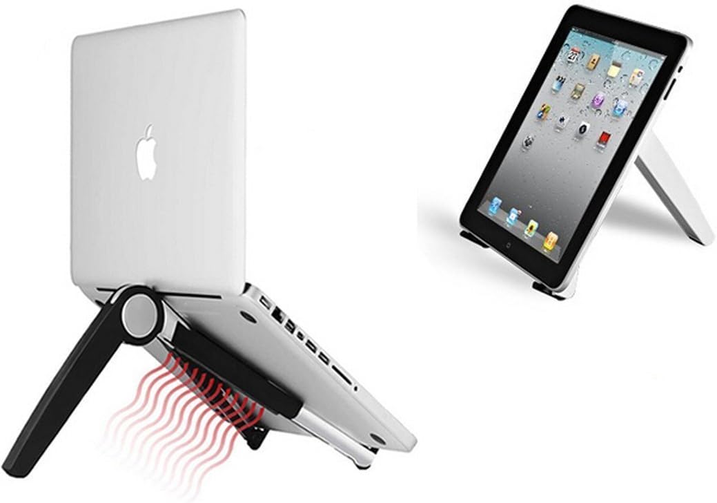 Store2508 Foldable & Height Adjustable Aluminium & ABS Stand for Laptops MacBook ipad and Other Tablets (Black)