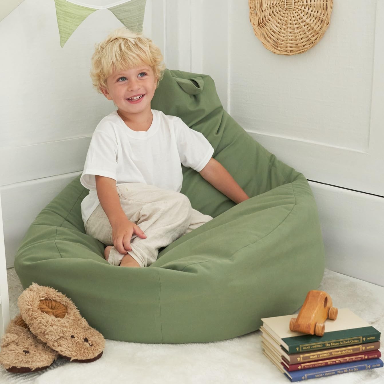 Photo 1 of ZICOTO Stuffed Animal Storage Bean Bag Chair Cover for Kids - Easily Turn Plushie Toys into a Comfy Toddler Chair - Durable Lounge Stuffie Bag for Playroom, Living Room or Nursery Decor - Cover Only