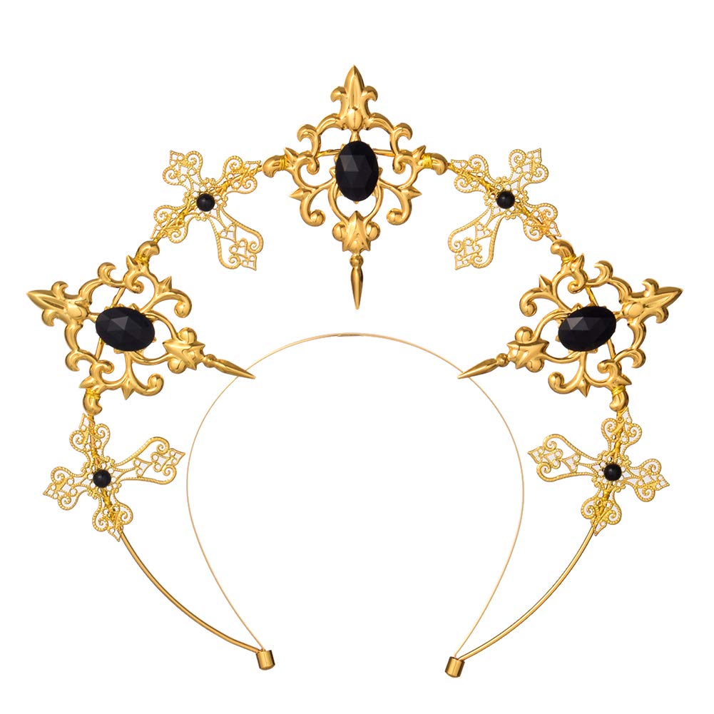 Virgin Mary Halo Crown Gold Goddess Headband Headpiece Halloween Party Hair Accessories