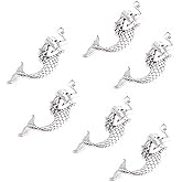 AKOAK 6 Pcs/Set Tibetan Silver Tone Mermaid Pendant Charms DIY Alloy Shiny Craft Jewelry Making Charms