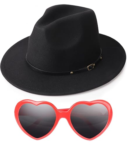Black Wool Blend Fedora Hat, Wide Flat Brim Panama Jazz Derby Cap