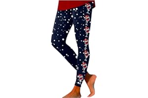 Christmas Tights for Women Women's Holiday Snowflake Print Leggings with Wine Glass Design Casual Christmas Leisurewear