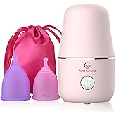 ROSA RUGOSA Menstrual Cup Steamer, Portable Menstrual Cup Wash Kit, Comes with Two Reusable Period Cup, High Temperature, Great Partner for Women Travel (Light Pink)