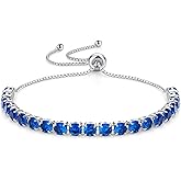 SUNFEEL Birthstone Bracelet Jewelry for Women Sterling Silver with Gold Plated Tennis Bracelet Classic Bolo Adjustable Chain Anniversary Birthday Gifts for Women Mom Wife Her
