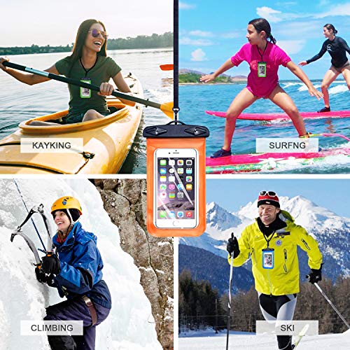 Egchi Waterproof Case 3 Pack Universal Waterproof Phone Pouch Cell Phone Dry Bag for iPhone Series Samsung Galaxy Note HTC LG Sony Nokia - up to 6 inch (Blue&Green&Orange)