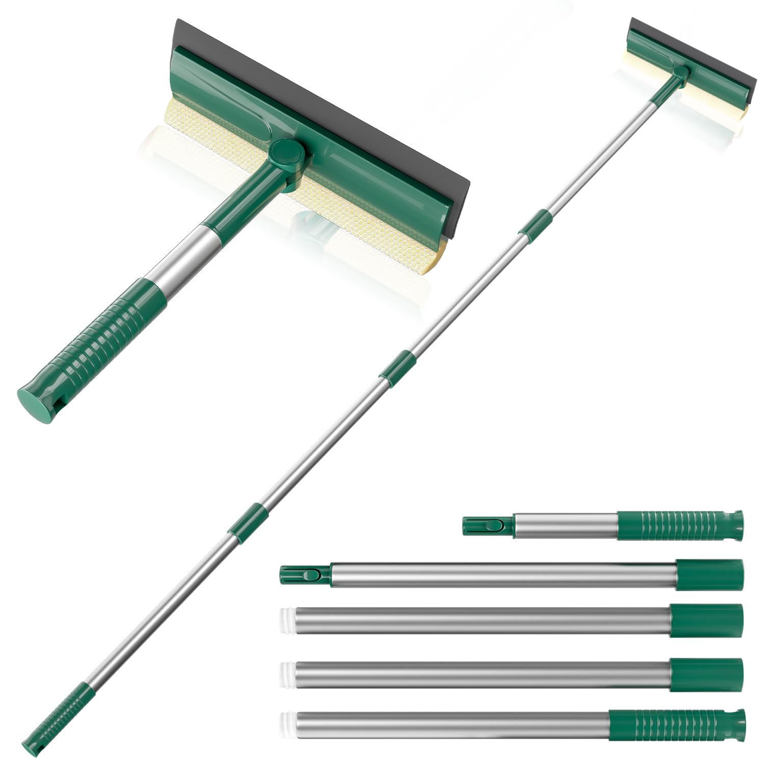 Photo 1 of Squeegee for Window Cleaning, Window Squeegee for Home with 60" Long Handle, 2 in 1 Window Cleaner Sponge and Dual Side Blade Rubber, Window Cleaner Tool with Long Handle for Glass, Shower, Windshield